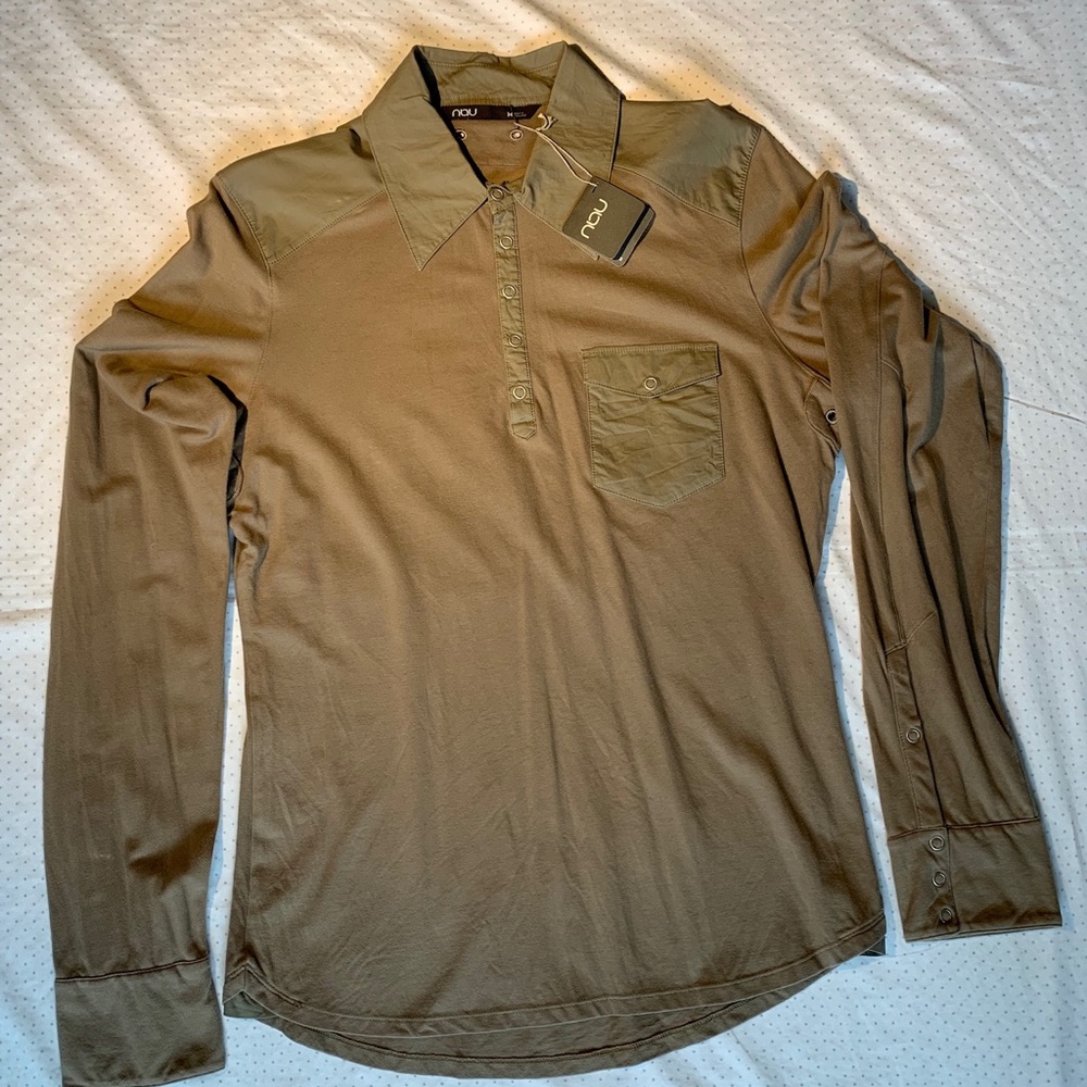 NAU Combo Polo Chocolate Mens Medium New with Tags